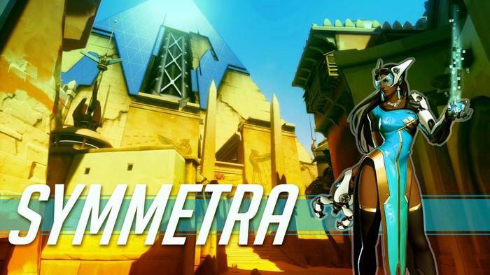 Symmetra from Overwatch in a desert city