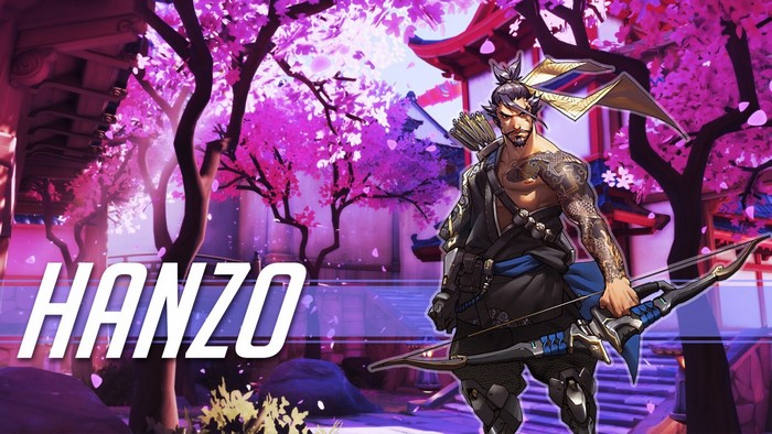 Hanzo from Overwatch with cherry blossoms