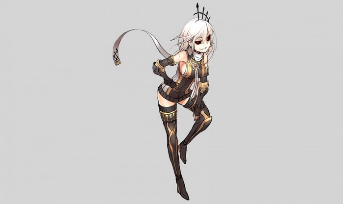 Anime girl with white hair and dark eyes