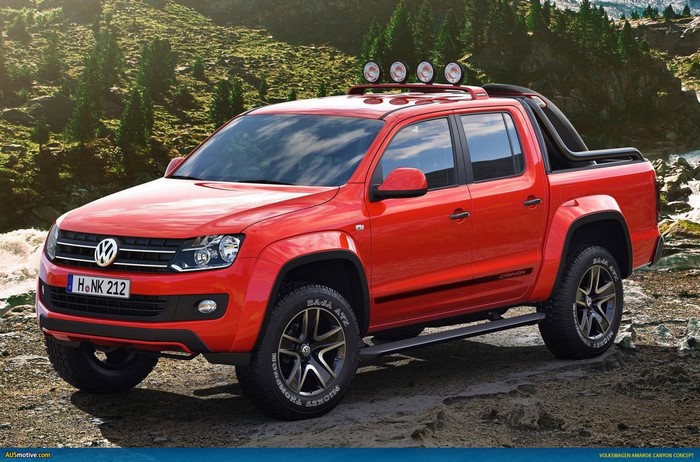 Red Volkswagen Amarok Canyon concept pickup truck