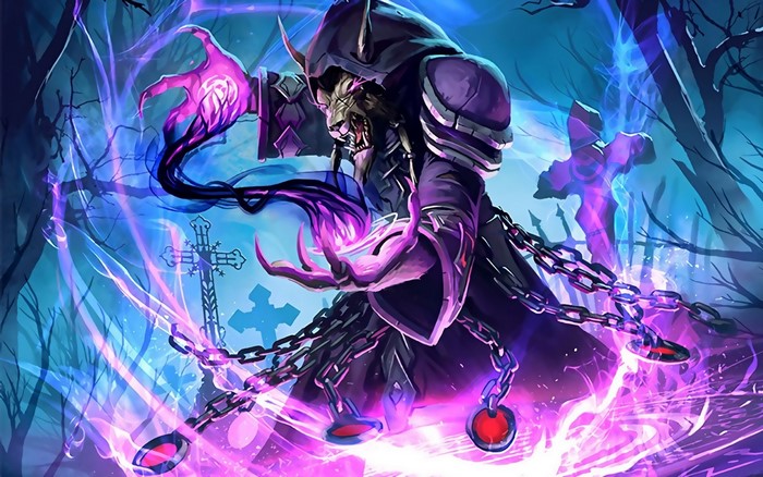 Hearthstone illustration of a creature in a graveyard