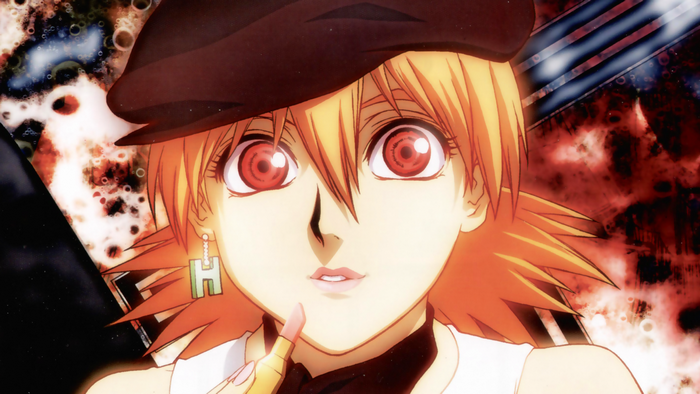 Seras Victoria from Hellsing applying lipstick