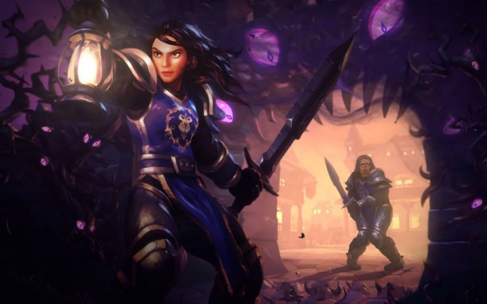Woman with lantern and sword from Hearthstone