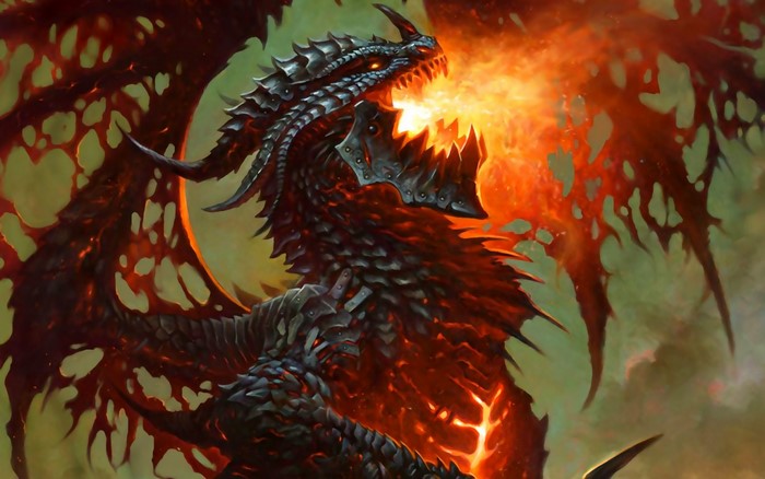 Dragon breathing fire from Hearthstone