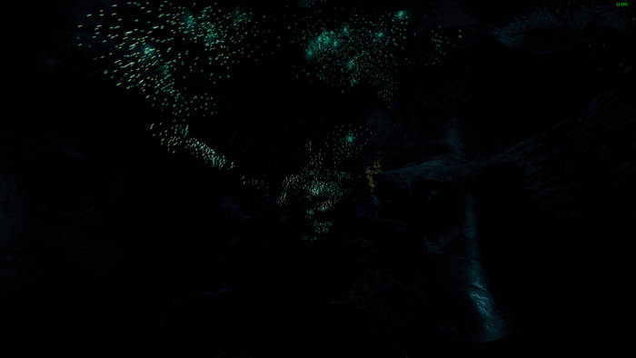 Cave with bioluminescent glowworms