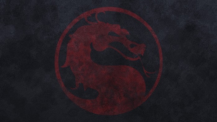 Mortal Kombat dragon logo on dark textured background