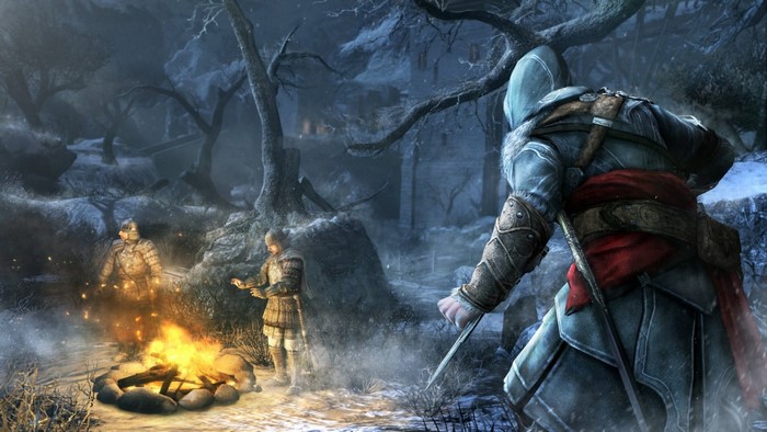 Ezio Auditore da Firenze from Assassin's Creed in a snowy forest