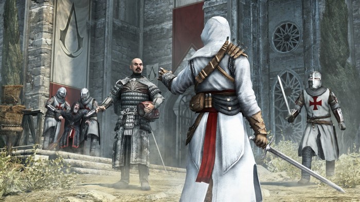Altair Ibn-La'Ahad from Assassin's Creed confronts Templars