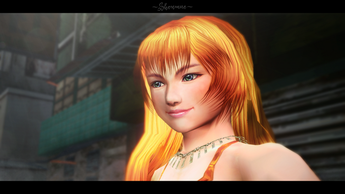 Shenmue character with orange hair and blue eyes