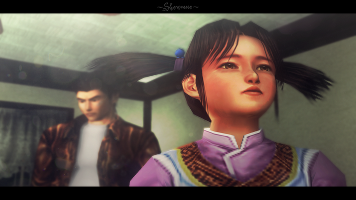 Shenmue screenshot featuring Ryo Hazuki and a young girl