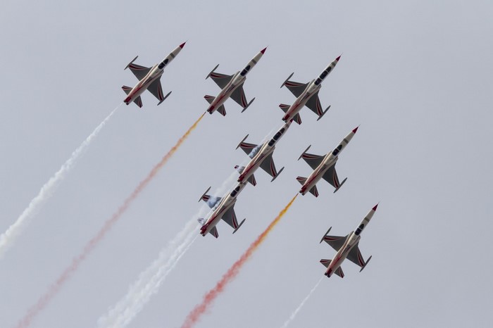 Turkish Stars aerobatic team flying in formation