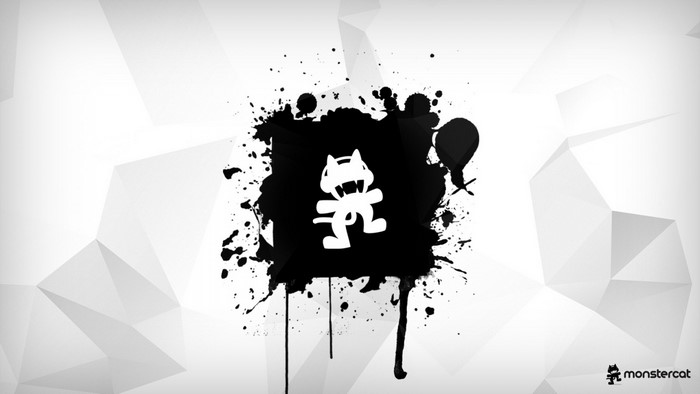 Monstercat logo on black ink splash