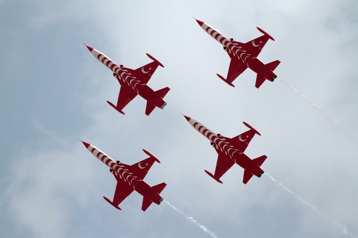 Turkish Stars aerobatic team flying in formation