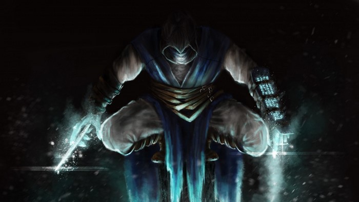Sub Zero from Mortal Kombat in darkness