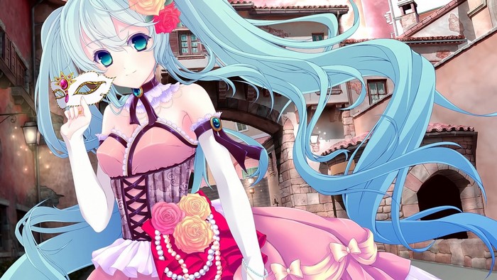 Hatsune Miku with Mask and Flowers