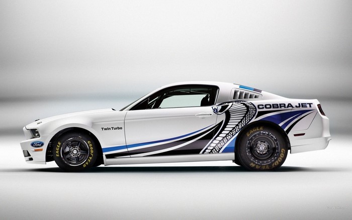 White Ford Mustang Cobra Jet Twin Turbo