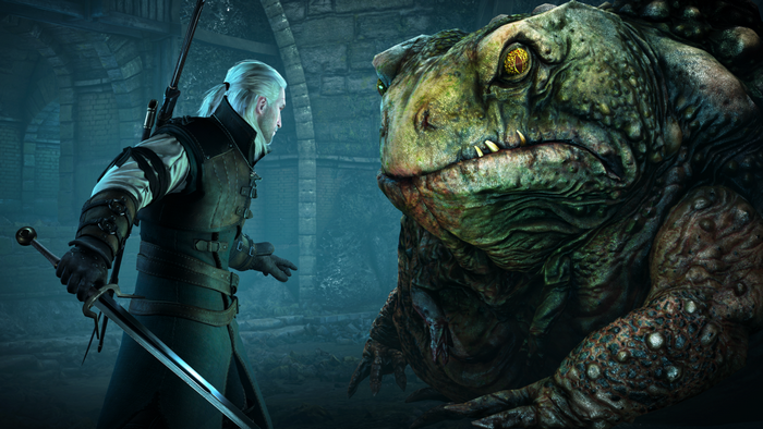 Geralt of Rivia faces the Toad King in The Witcher 3: Wild Hunt