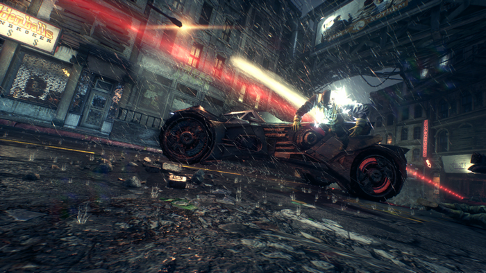 Batman from Batman Arkham Knight driving the Batmobile