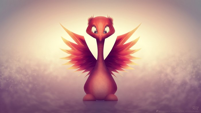 Red dragon with wings in sunlight