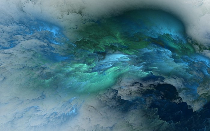 Abstract fractal clouds in blue and green