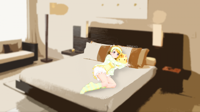 Koizumi Hanayo illustration in a bedroom