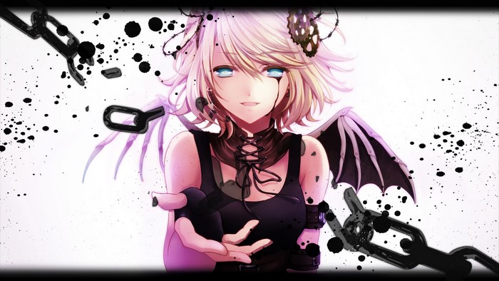 Kagamine Rin from Vocaloid with wings and chains