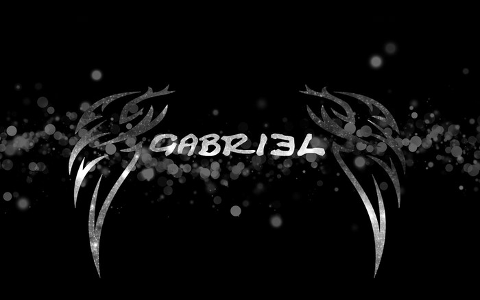 Gabriel text with tribal wings and bokeh