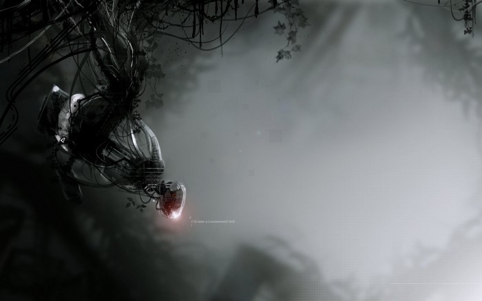 GLaDOS core from Portal 2 overgrown with vines
