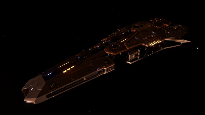 Anaconda spaceship from Elite Dangerous in space