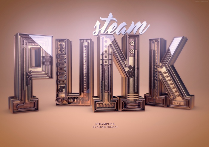 Steampunk typography with the word Steam and Punk