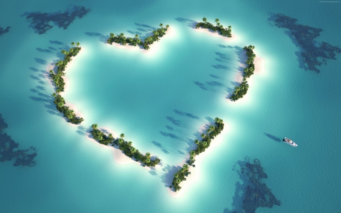 Heart-shaped islands in the Maldives