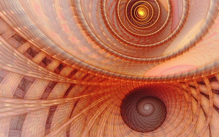 Abstract fractal spiral pattern with wood texture