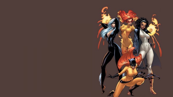 Black Cat, Firestar, Hellcat, and Photon from Marvel Comics
