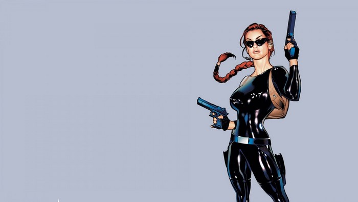 Lara Croft with guns by Adam Hughes