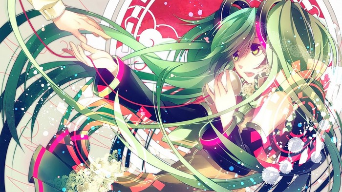 Hatsune Miku reaching out to another hand