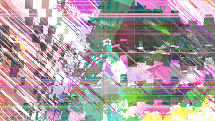 Abstract glitch art with colorful shapes and lines