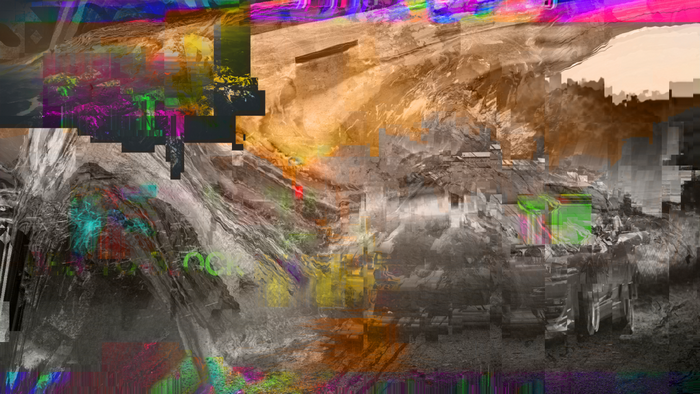 Abstract Glitch Art Landscape