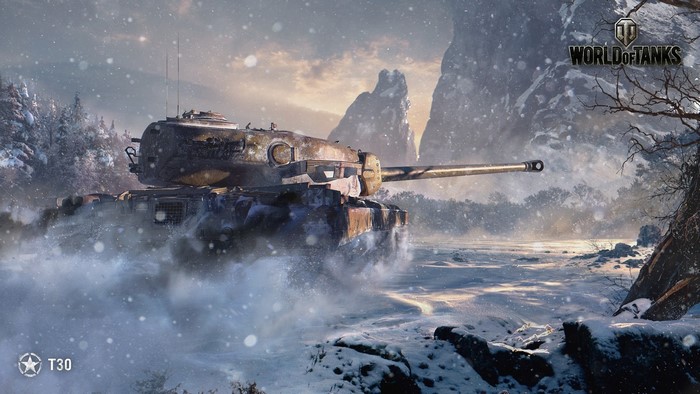 T30 Tank in a Snowy Landscape from World of Tanks