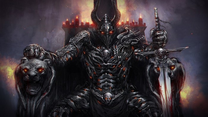 Dark Warlord on Throne with Sword