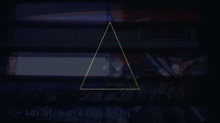 Glitch art triangle with abstract background