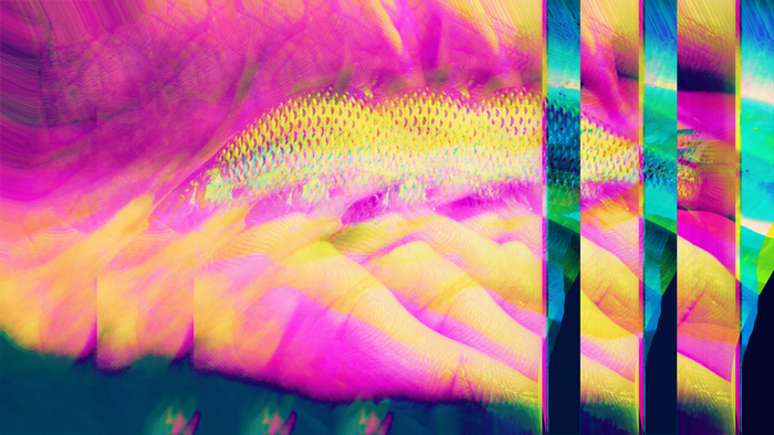 Abstract Glitch Art with Yellow and Pink Colors