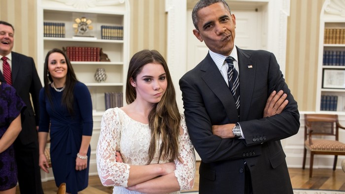 Barack Obama and McKayla Maroney in the White House