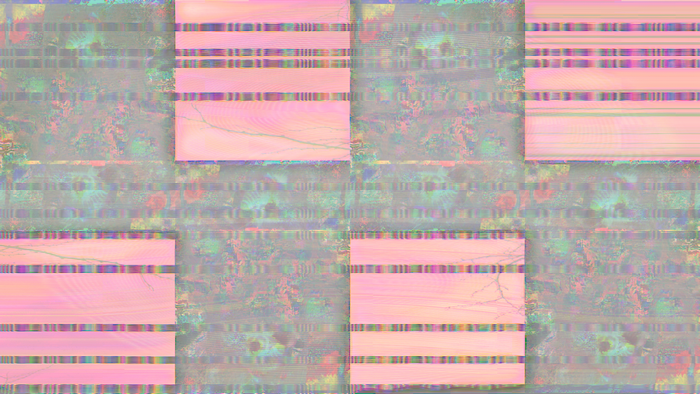 Abstract Glitch Art Pattern with Pink and Green Hues