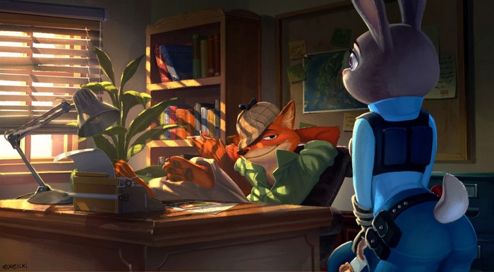 Zootopia Nick Wilde Relaxing at Office Desk