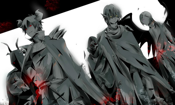 Anime characters with horns and wings