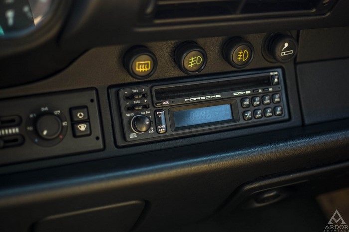 Porsche car interior with radio and climate controls