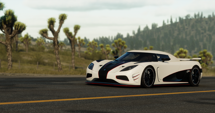 White Koenigsegg Agera RS on a Desert Road