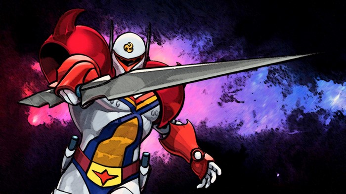 Tekkaman Blade with a sword