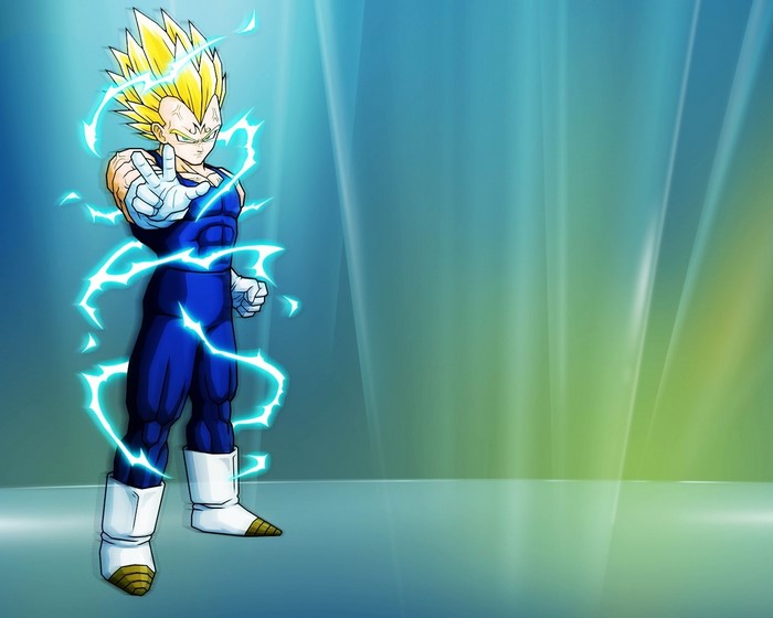 Vegeta from Dragon Ball Z with blue energy