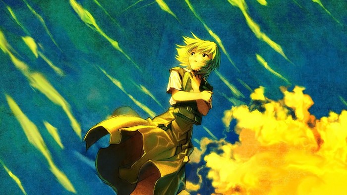 Anime girl with short blonde hair in yellow dress